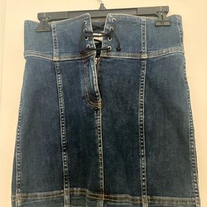 EUC! Free People Dark Blue Denim Skirt, Sz 2 (+ stretch)